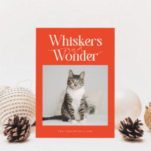 Whiskers & Wonder Cat Foto Retro Rode Kerst Feestdagenkaart