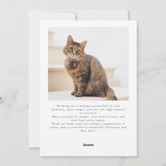 Whiskers & Wonder Cat Foto Witte Kerst Feestdagenkaart (Achterkant)