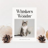 Whiskers & Wonder Cat Foto Witte Kerst Feestdagenkaart