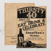 Whiskey 40th Birthday Invitation Kaart (Voorkant / Achterkant)