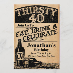 Whiskey 40th Birthday Invitation Kaart