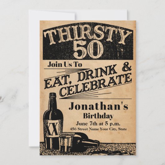 Whiskey 50th Birthday Invitation Kaart (Voorkant)