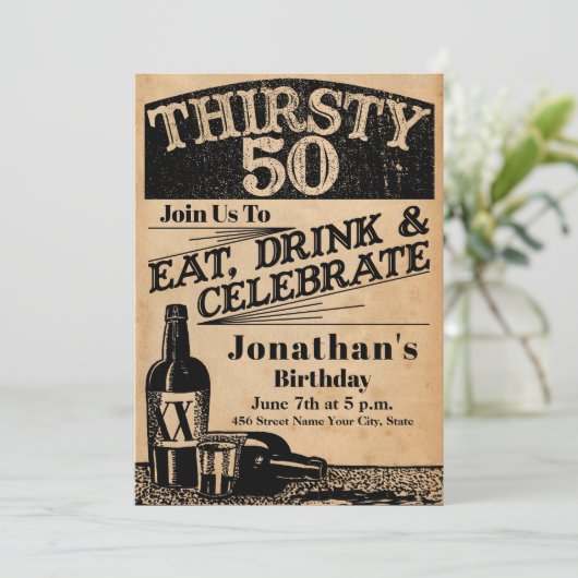 Whiskey 50th Birthday Invitation Kaart (Staand voorkant)