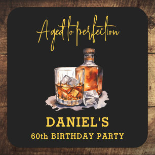 Whiskey 60e Verjaardag Verouderd tot Perfectie Kartonnen Onderzetters