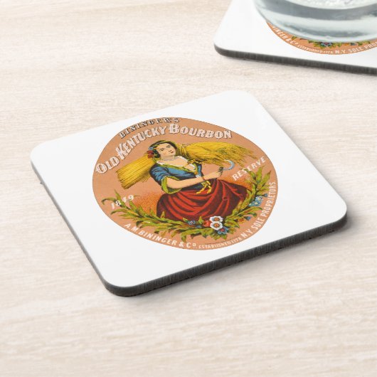 Whiskey Adverteren label, rond 1860. Bier Onderzetter (Linkerzijde)