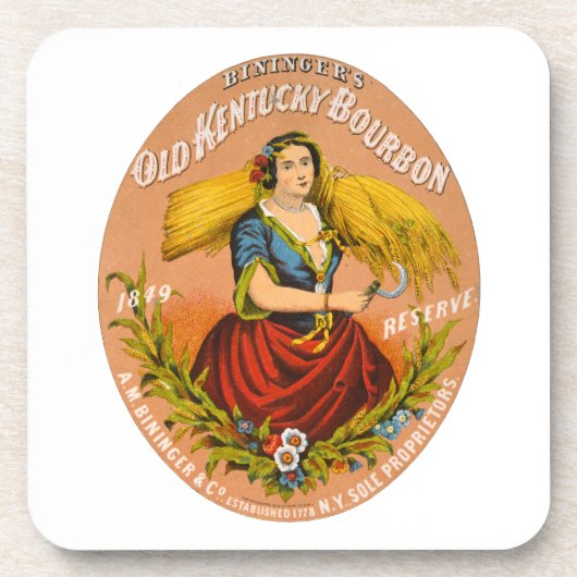 Whiskey Adverteren label, rond 1860. Bier Onderzetter (Voorkant)
