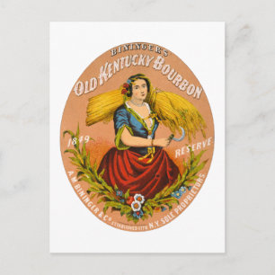 Whiskey Adverteren label, rond 1860. Briefkaart