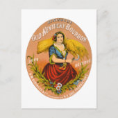 Whiskey Adverteren label, rond 1860. Briefkaart (Voorkant)