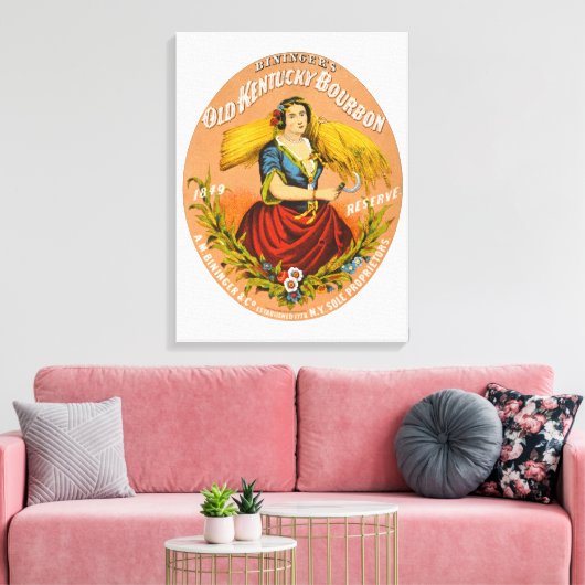 Whiskey Adverteren label, rond 1860. Canvas Afdruk (Insitu (Woonkamer))