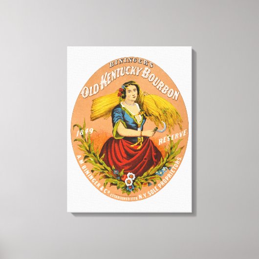 Whiskey Adverteren label, rond 1860. Canvas Afdruk (Voorkant)