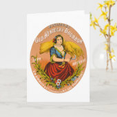 Whiskey Adverteren label, rond 1860. Kaart (Gele Bloem)