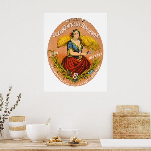 Whiskey Adverteren label, rond 1860. Poster (Keuken)