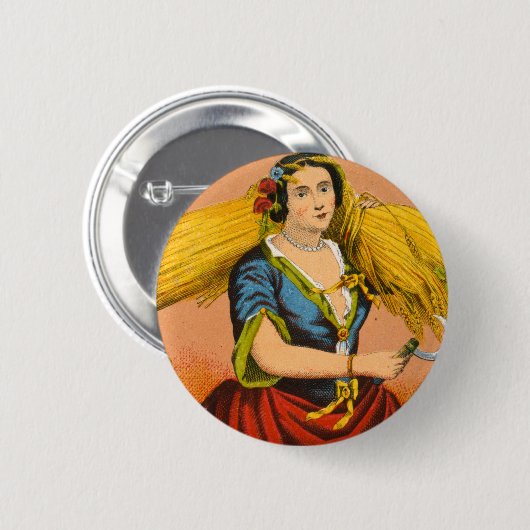 Whiskey Adverteren label, rond 1860. Ronde Button 5,7 Cm (Voorkant /achterkant)