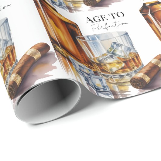 Whiskey and Cigar Men’s Birthday Party Cadeaupapier (Rol Hoek)