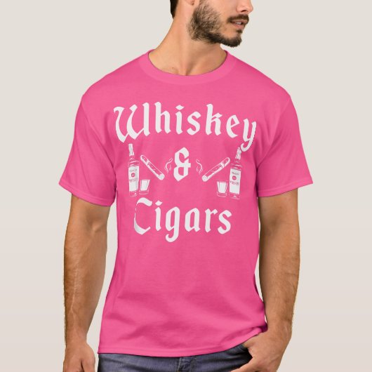 Whiskey And Cigars Cool Cigar Lover Smokers T-shirt (Voorkant)