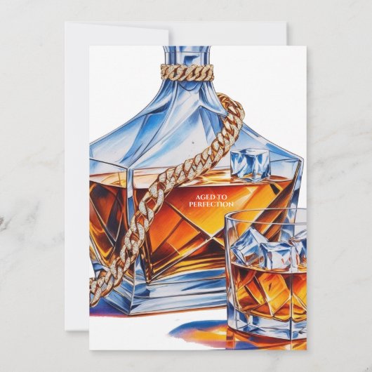 Whiskey and Gold Cuban Links Mens Birthday Kaart (Achterkant)