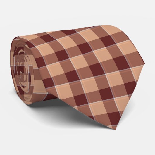 Whiskey and Livid Brown Plaid Neck Tie Stropdas (Opgerold)