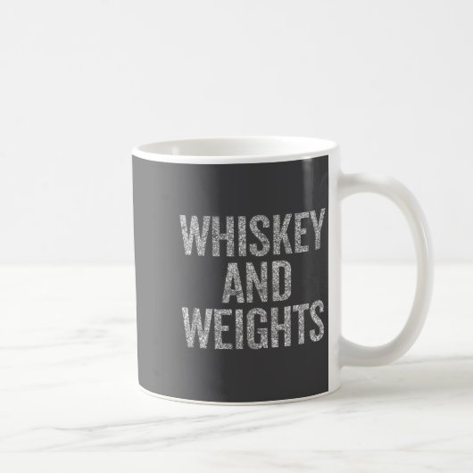Whiskey And Weights No Carbs Funny Gym Slogan  Koffiemok (Rechts)