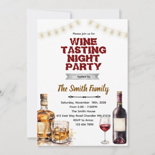 Whiskey and Wine party invitation  Kaart (Voorkant)