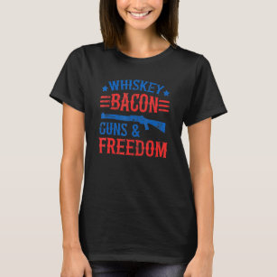 Whiskey Bacon Pistolen Freedom Patriottisch Vuurwa T-shirt