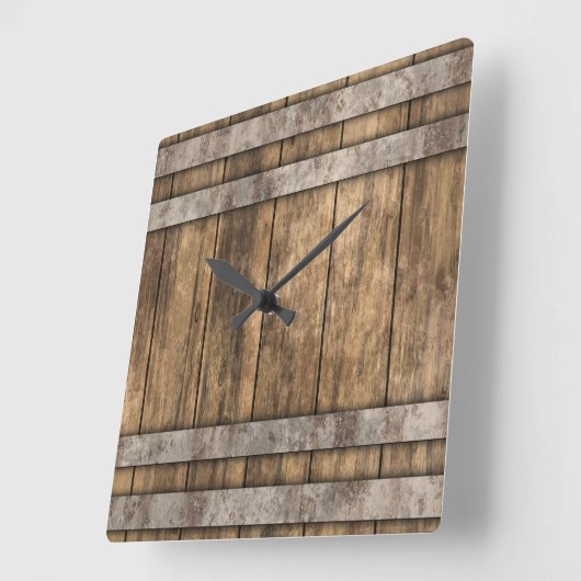 Whiskey Barrel Vierkante Klok (Hoek)