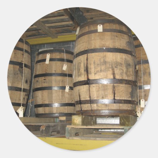 Whiskey Barrels Ronde Sticker (Voorkant)