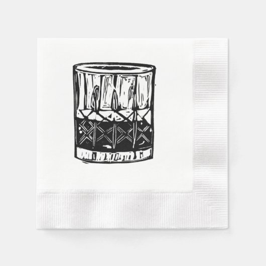 Whiskey Block Print Cocktail Party servetten set (Voorkant)