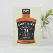 Whiskey Bottle 21st Birthday Party Invite Kaart (Staand voorkant)