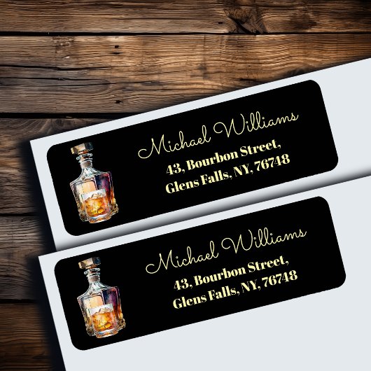 Whiskey Bottle Glass Return Address Etiket