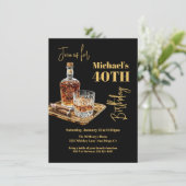 Whiskey Bourbon en Sigaar Verjaardag gouden dienbl Kaart (Staand voorkant)