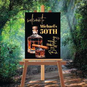 Whiskey Bourbon en sigaar Verjaardag Welkomstbord Poster