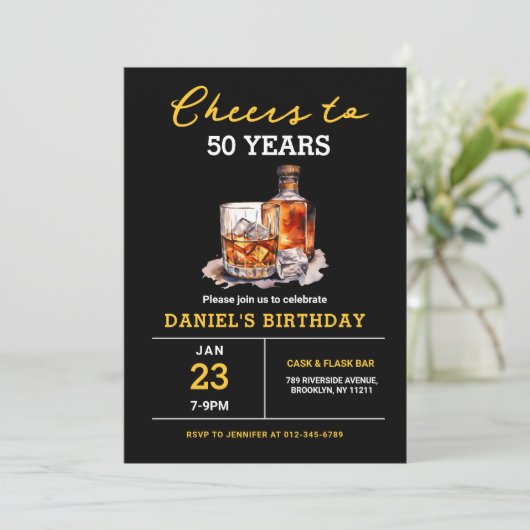 Whiskey Bourbon juicht voor 50 jaar verjaardagsfee Kaart (Staand voorkant)