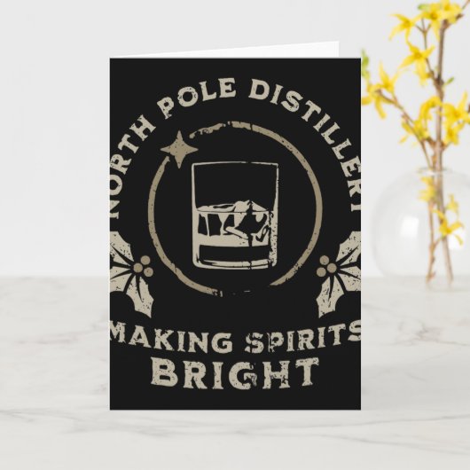 Whiskey Bourbon Making Spirits Bright Funny Christ Kaart (Gele Bloem)