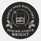 Whiskey Bourbon Making Spirits Bright Funny Christ Ronde Sticker (Voorkant)