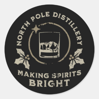Whiskey Bourbon Making Spirits Bright Funny Christ Ronde Sticker