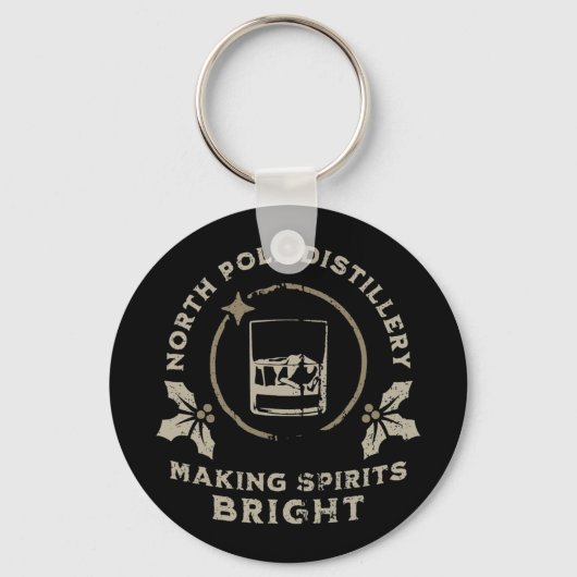 Whiskey Bourbon Making Spirits Bright Funny Christ Sleutelhanger (Voorkant)