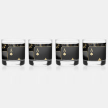 Whiskey Bril - Zwart en Goud Poker Design
