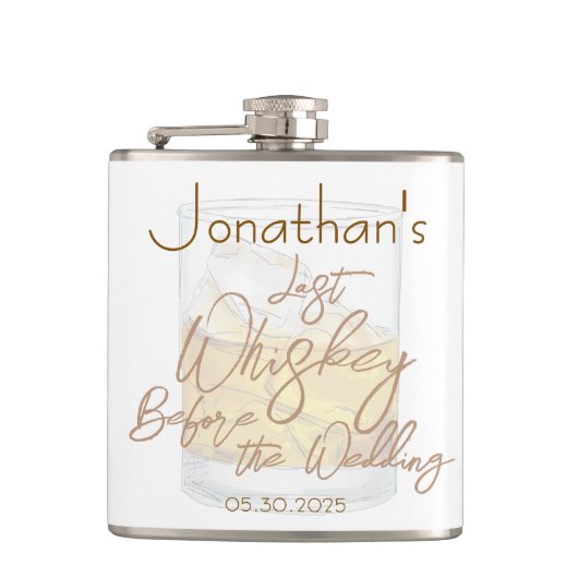 Whiskey Bruiloft Bachelorfeest Heupfles (Voorkant)