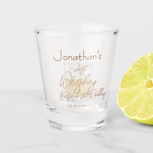 Whiskey Bruiloft Bachelorfeest Shot Glas (Voorkant)