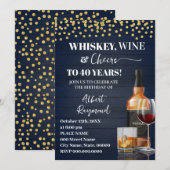 Whiskey & Cheers Adult Birthday Party Kaart (Voorkant / Achterkant)