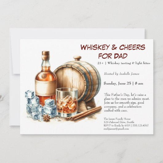 Whiskey & Cheers – Bewerkbare Vaderdag Kaart (Voorkant)