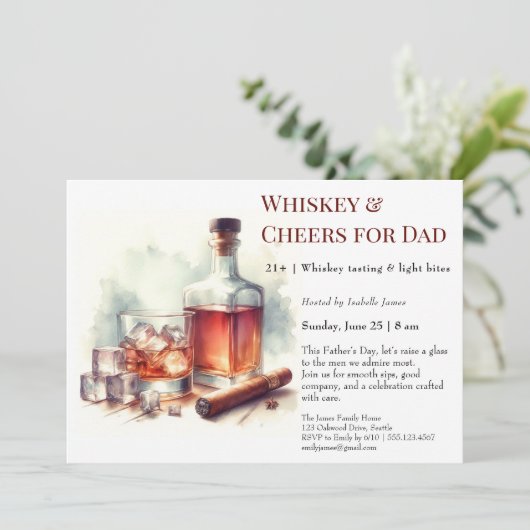 Whiskey & Cheers – Bewerkbare Vaderdag Kaart (Staand voorkant)