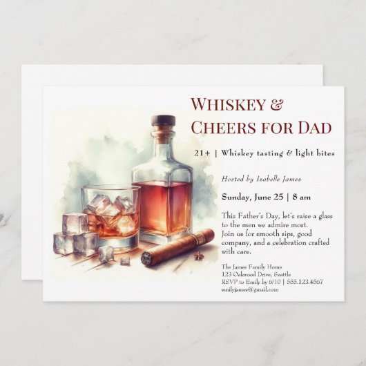 Whiskey & Cheers – Bewerkbare Vaderdag Kaart (Voorkant / Achterkant)