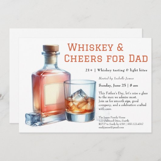 Whiskey & Cheers – Bewerkbare Vaderdag Kaart (Voorkant / Achterkant)