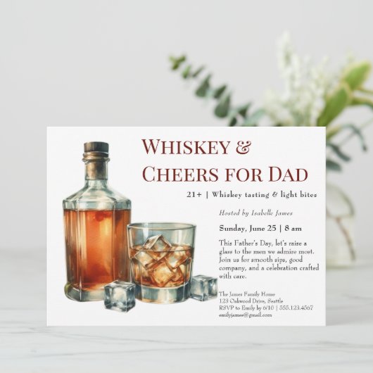 Whiskey & Cheers – Bewerkbare Vaderdag Kaart (Staand voorkant)