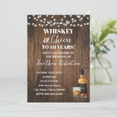 Whiskey & Cheers Western Adult Birthday Party Kaart (Staand voorkant)