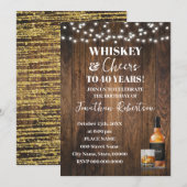 Whiskey & Cheers Western Adult Birthday Party Kaart (Voorkant / Achterkant)