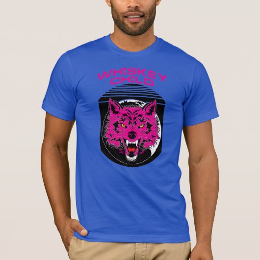 WHISKEY CHILD - T-Shirt w/PINK WOLF Logo (Voorkant)