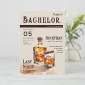 Whiskey Cigar Magazine Cover Bachelor Party Kaart (Staand voorkant)