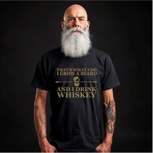 Whiskey citaten met grappige bebaarde gezegden t-shirt
